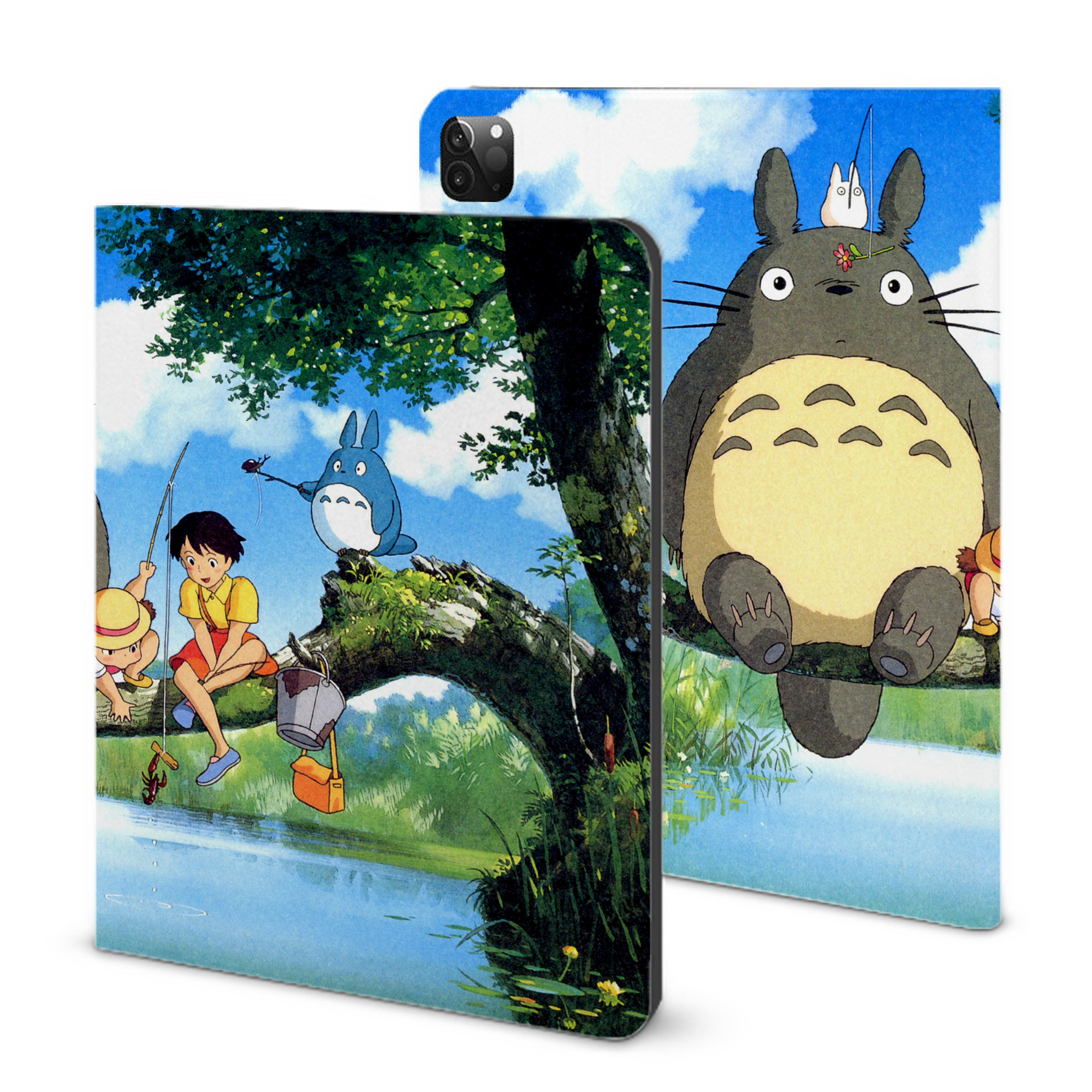 （画像用） となりのトトロ 草壁メイ 草壁サツキ My Neighbor Totoro Satsuki Kusakabe Mei Kusakabe IPadケース ペンホルダー付き ブックスタイルデザイン
